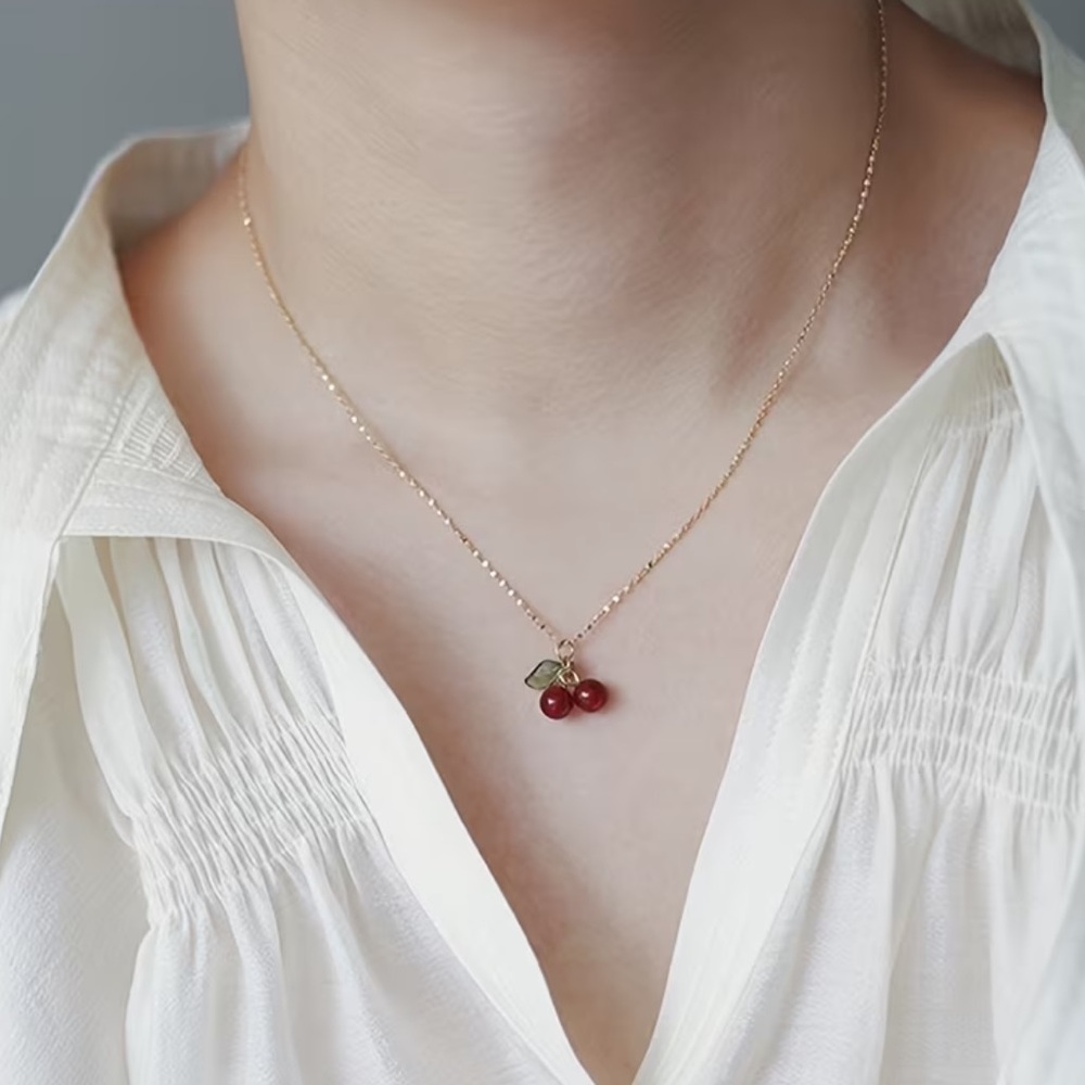 NEW Gold Cherry Pendant 18” Necklace